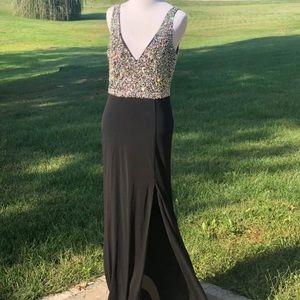 Black beaded prom dress